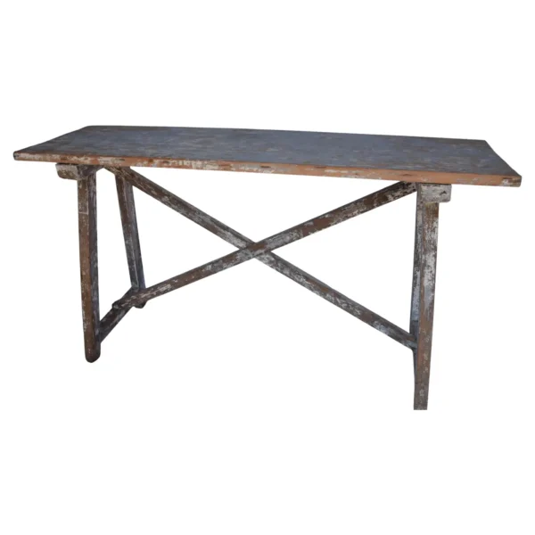 Italian Single Slab Trestle Console Table
